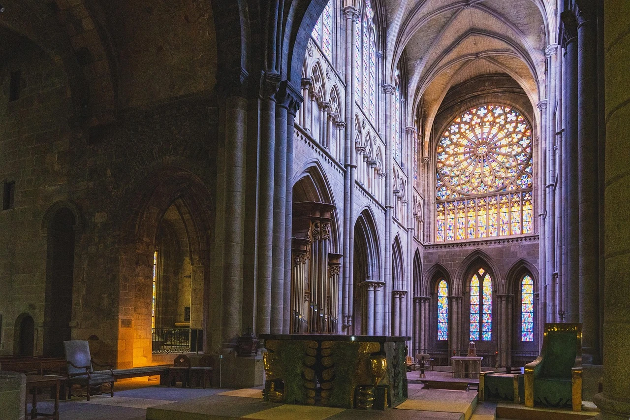 Interior of an Orthodox church with golden icons and candlelight, the spiritual home of hesychast prayer